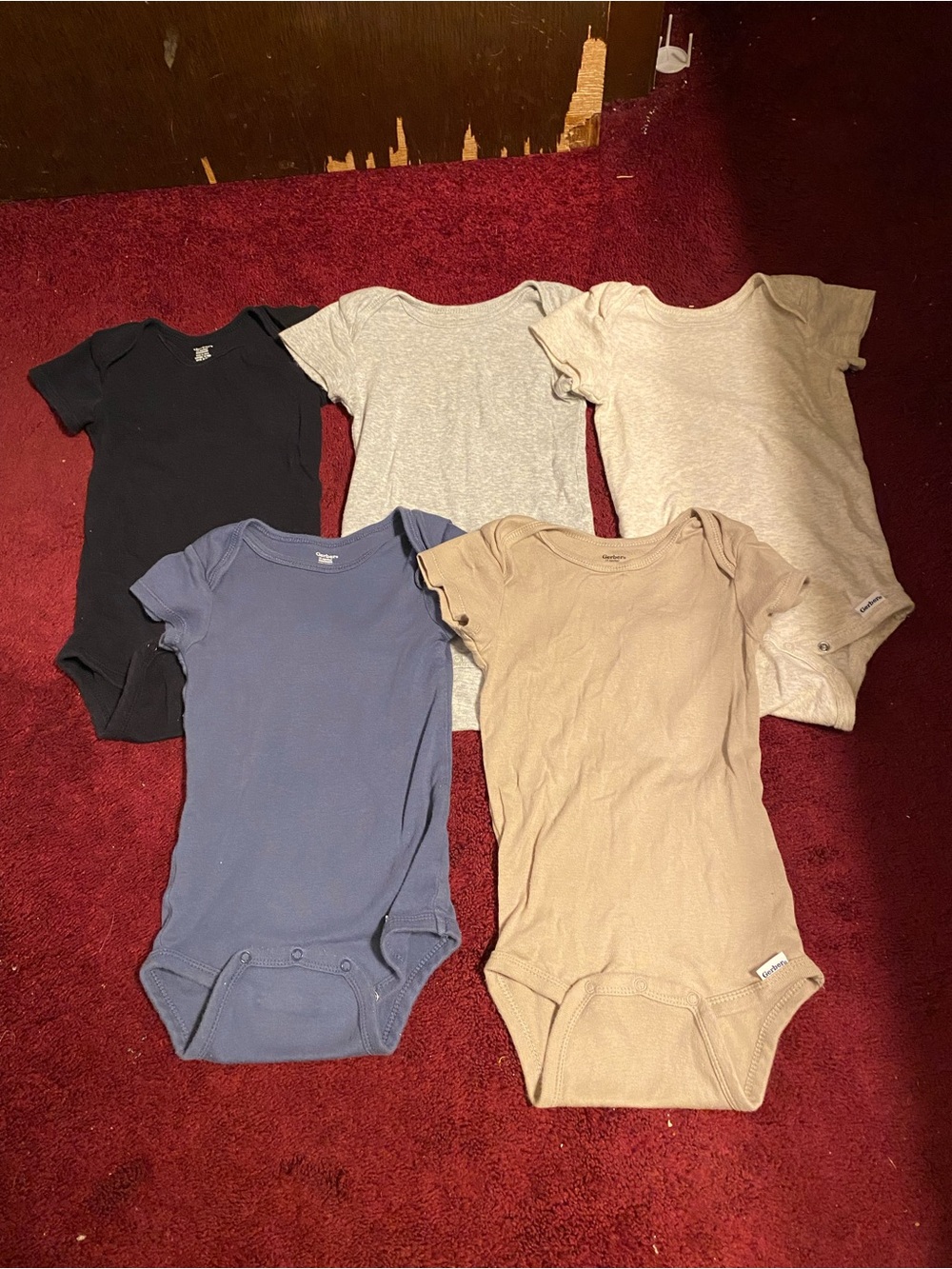 Gerber Baby Short-Sleeve Bodysuit Pack - Black, Navy, Gray, Tan, Cream